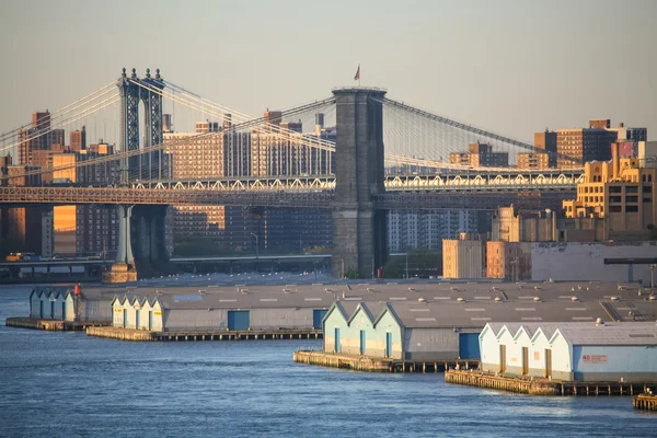 Manhattan Bridge and Brooklyn Bridge in United States