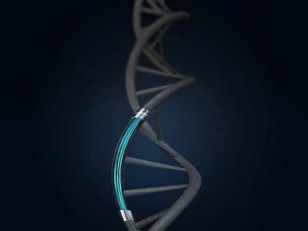 3d illustration of artificial DNA molecule. Artificial intelligence of DNA structure.
