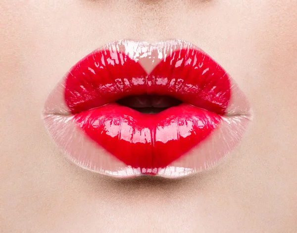 Valentine heart kiss on the lips.