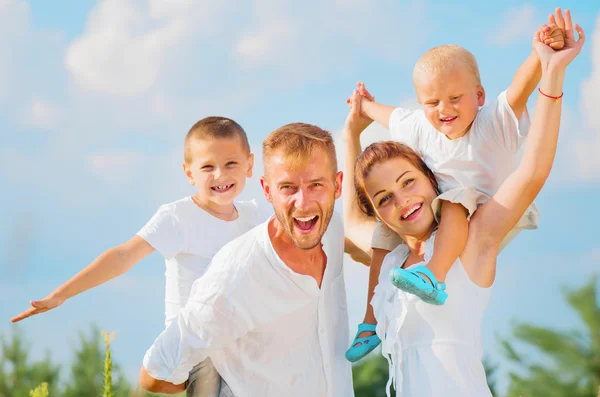 Happy young family with two children