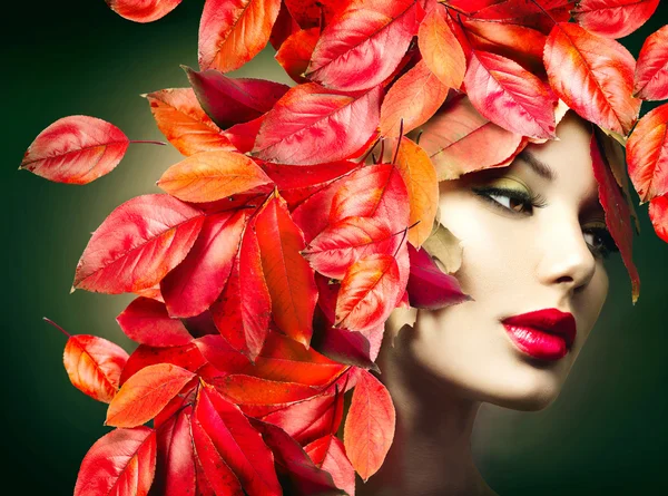 Autumn Woman with leaves