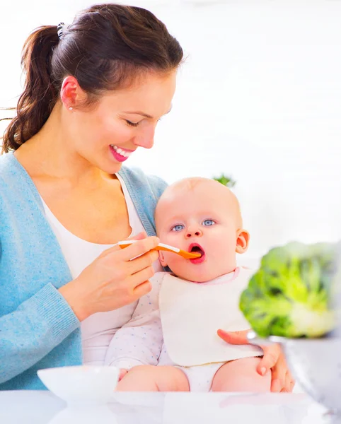 Mother feeding her baby girl