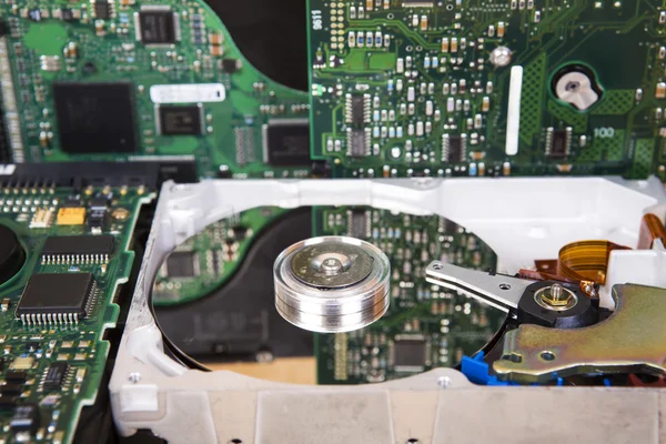 Detailed view of hard disk drive inside.