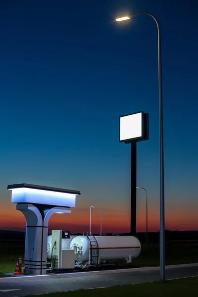 The modern, environmentally friendly and safe fueling at sunset.