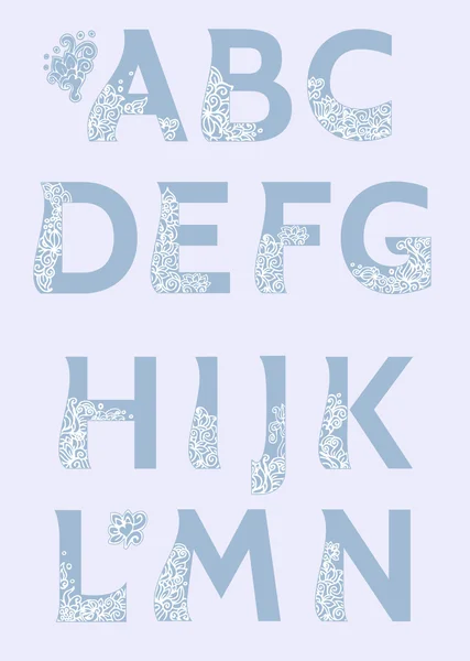 The Original English Language Alphabet Full Flower Decor Alphabet Set Of Abc Uppercase Alphabet Letters With Decorative Patterns In White And Grey Colors Stock Images Page Everypixel