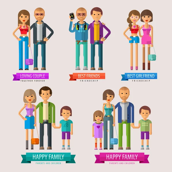 People vector logo design template. happy family or friends, loving couples icon.