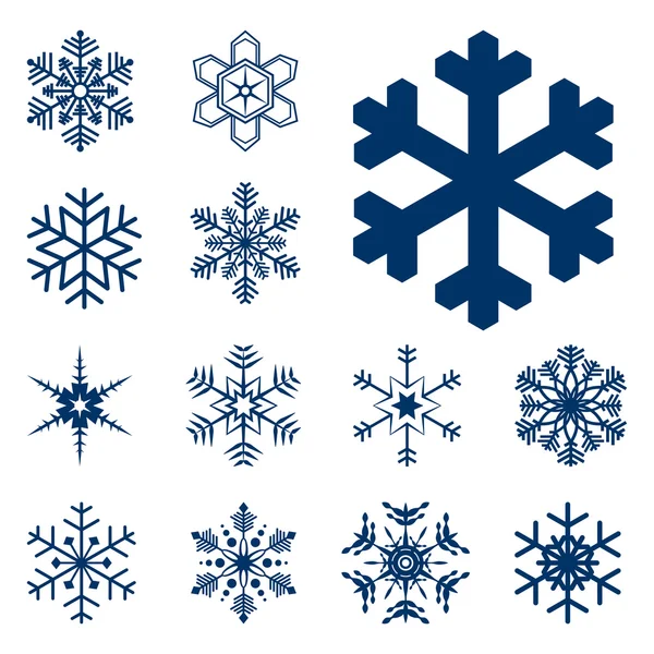 Collection of different blue snowflakes
