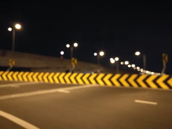 Blurred Highway Curve Lane At Night
