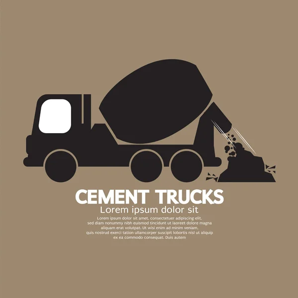 Single Black Cement Mixer Trucks Vector Illustration