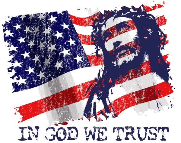 Jesus Christ on american flag background