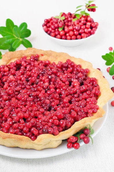 Pie with cowberry and  fresh berries cowberry