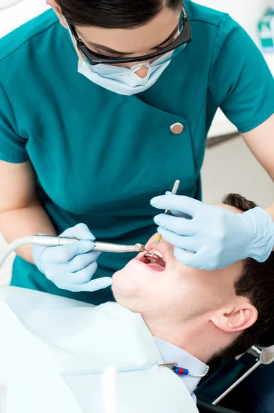 Patient having a dental examination