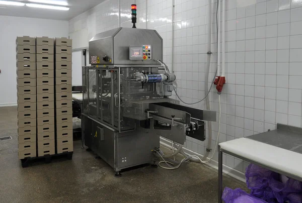 Line packing meat products, meat factory