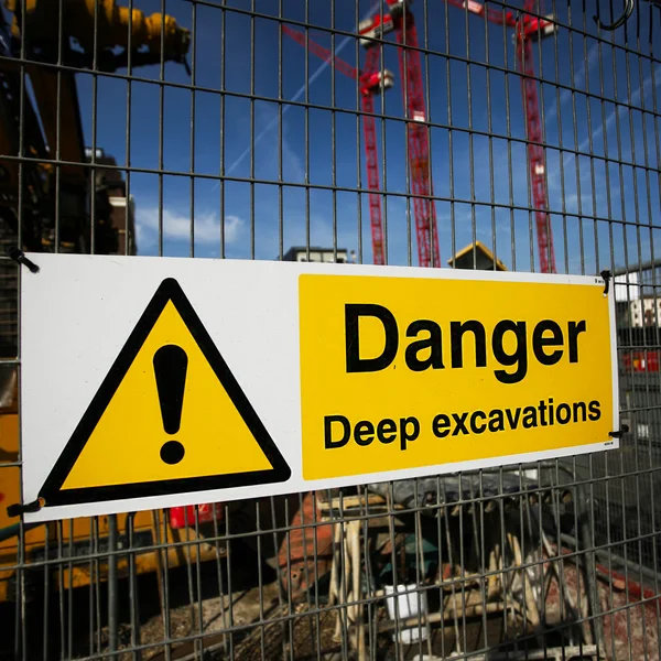 Warning sign at construction site