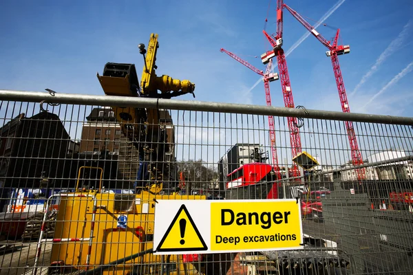 Warning sign at construction site