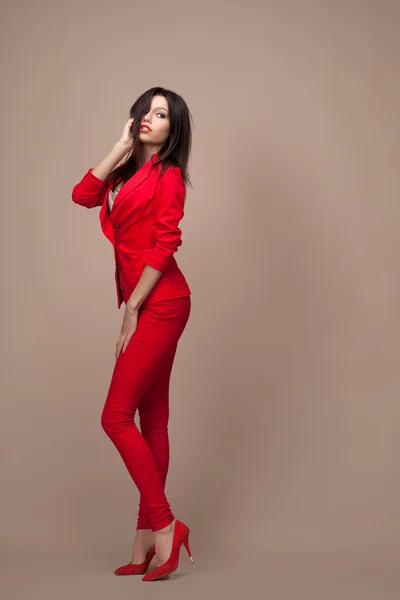 Girl in a red suit