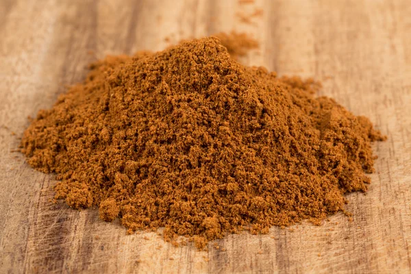 Cinnamon  powder on a wooden plate