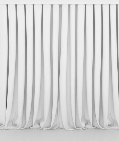 Blank white curtain or drapes on white-gray background