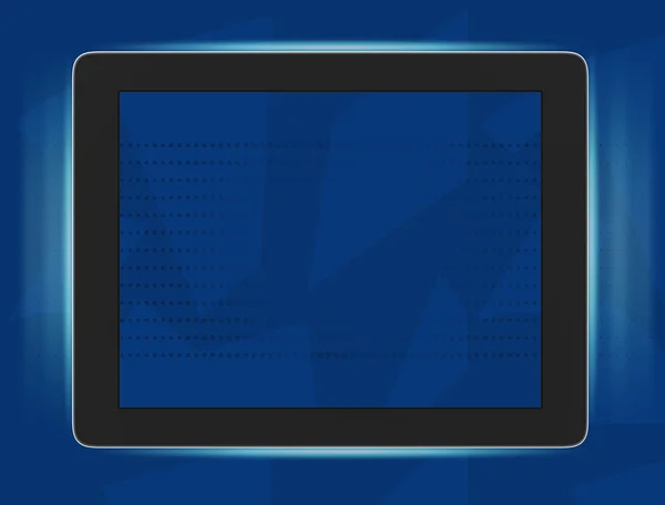 Illustration of tablet framed blue light lines.