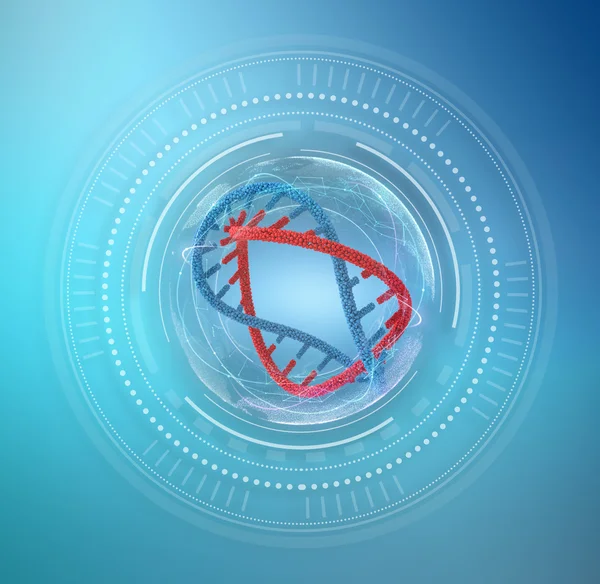 Digital illustration DNA structure in circle background
