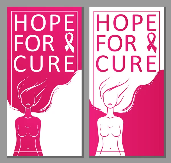 Breast cancer awareness concept. Woman silhouette and pink ribbon