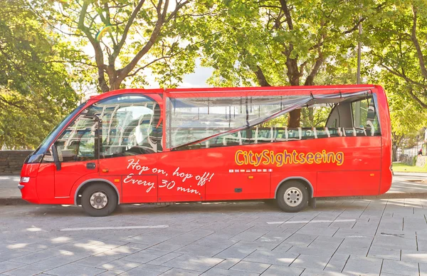Red city sightseeing bus in Stavanger, Norway