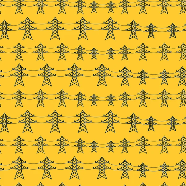 Seamless pattern of industrial power lines in flat style.