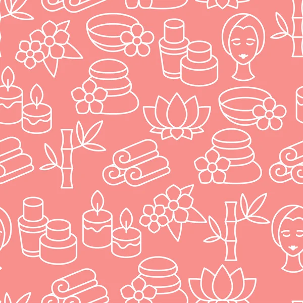Spa and recreation seamless pattern with icons in linear style