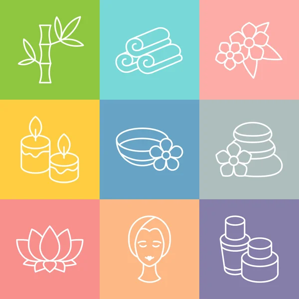 Set of spa and recreation icons in linear style