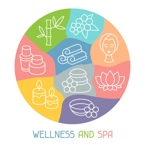 Spa and recreation background with icons in linear style