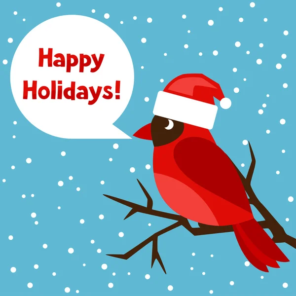 Happy holidays greeting card with bird red cardinal