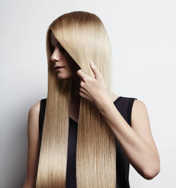 Woman with long straight hair