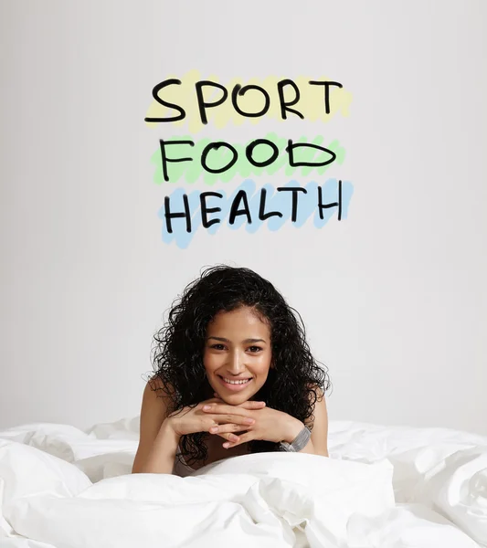 Woman with text Sport Food Health