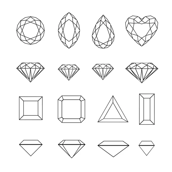 Set of diamond design elements