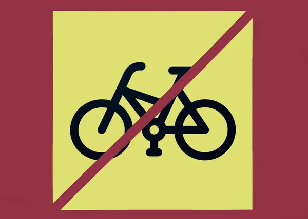 Photo of a bicycles using restriction sign with yellow backgroun