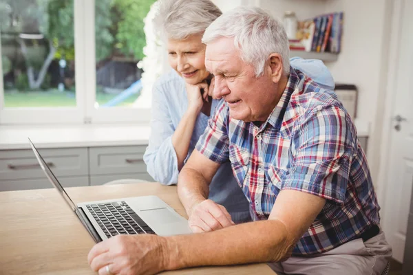 Senior couple using laptop