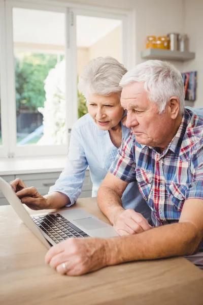 Senior couple using laptop