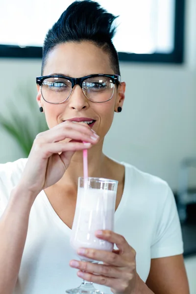 Woman drinking smoothie