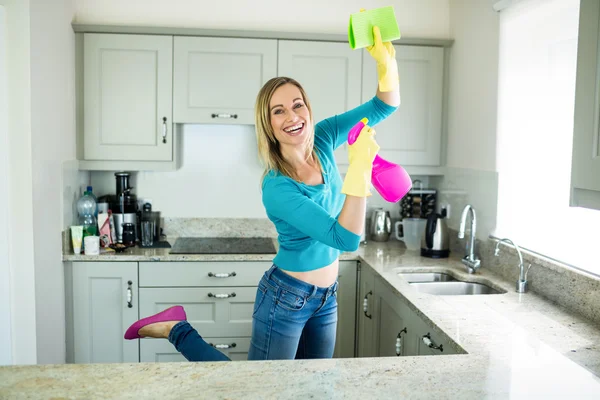 Woman doing house chores