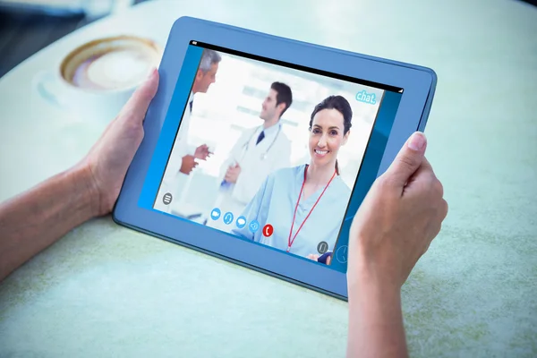 Person holding tablet