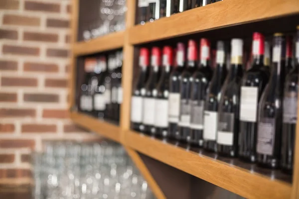 Wine bottles in a shelves