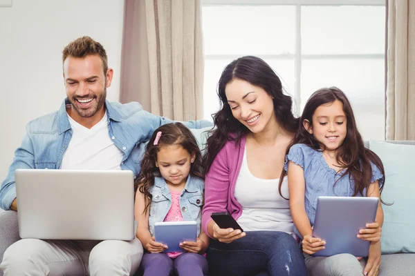 Family using modern technologies