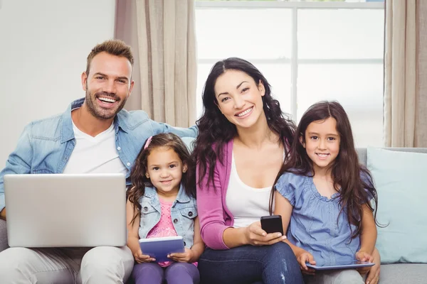 Family using modern technologies