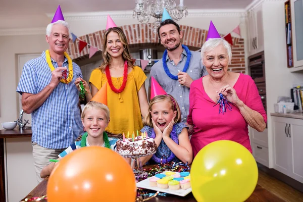Family having fun at birthday party