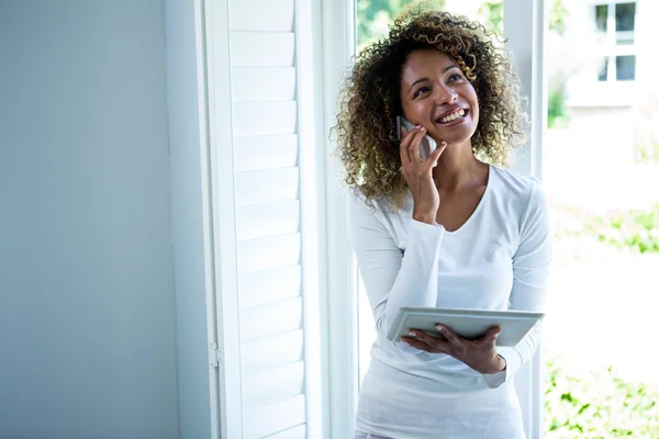 Woman talking on phone