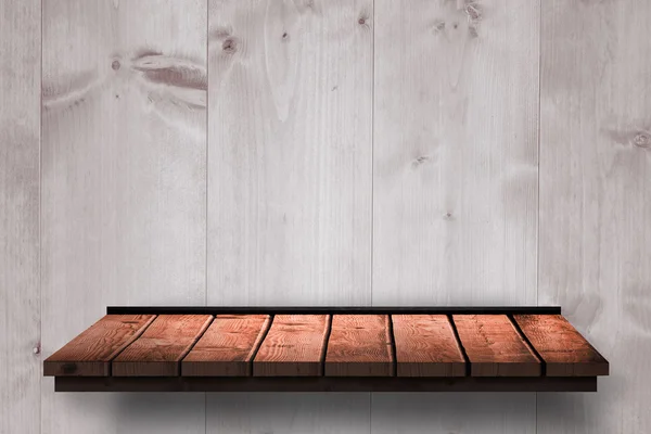 Wooden shelf against wooden wall