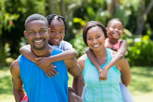 Happy family posing together