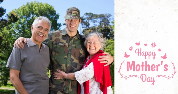 Portrait of army man with parents