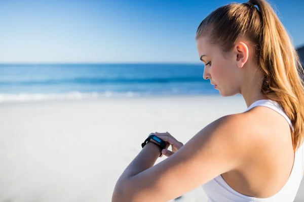 Woman using a smart watch