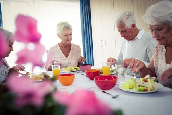 Pensioners at lunch in retirement house